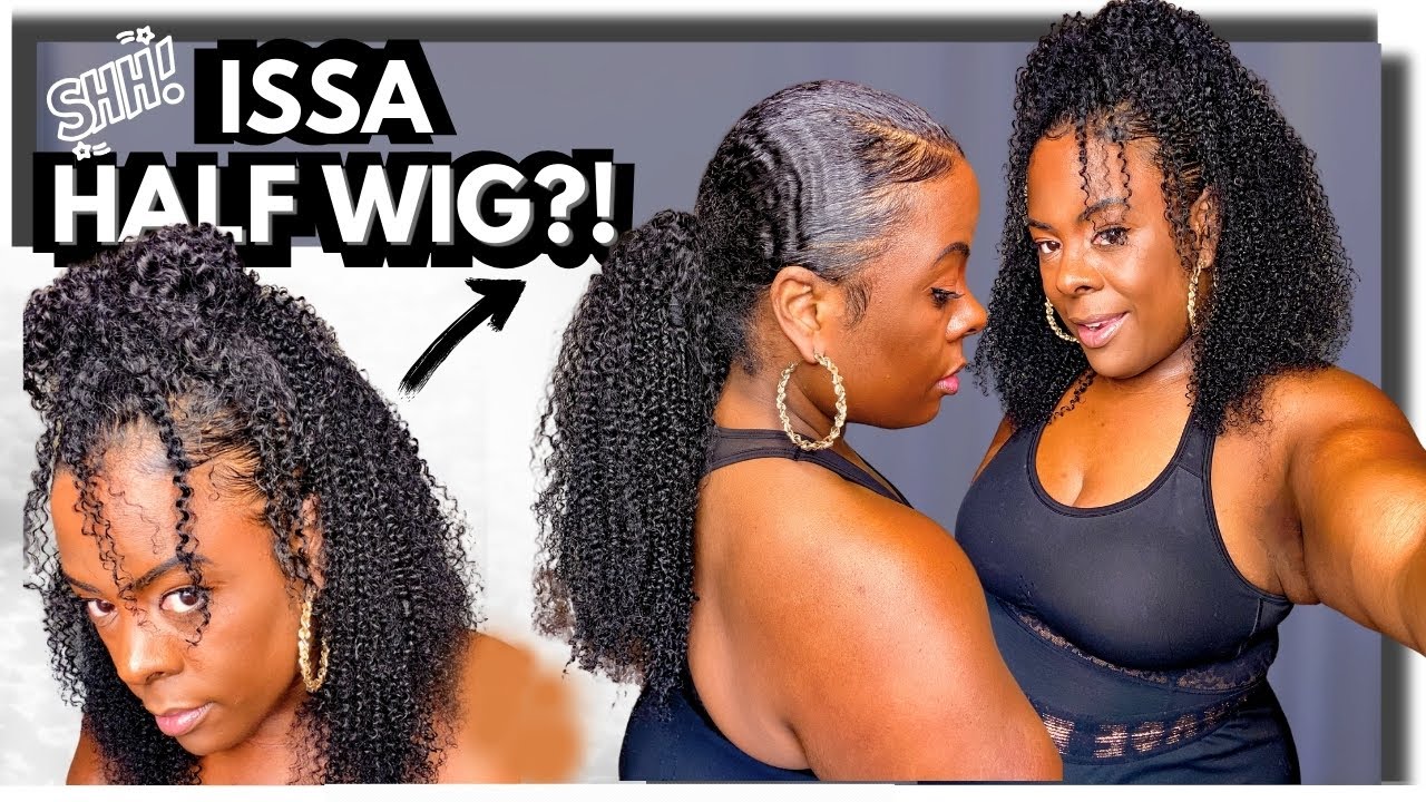 GRWM + EASY Hair Prep for a HALF WIG || Natural Curly Wig NO LEAVE OUT + 4 Styles || ft CurlsCurls