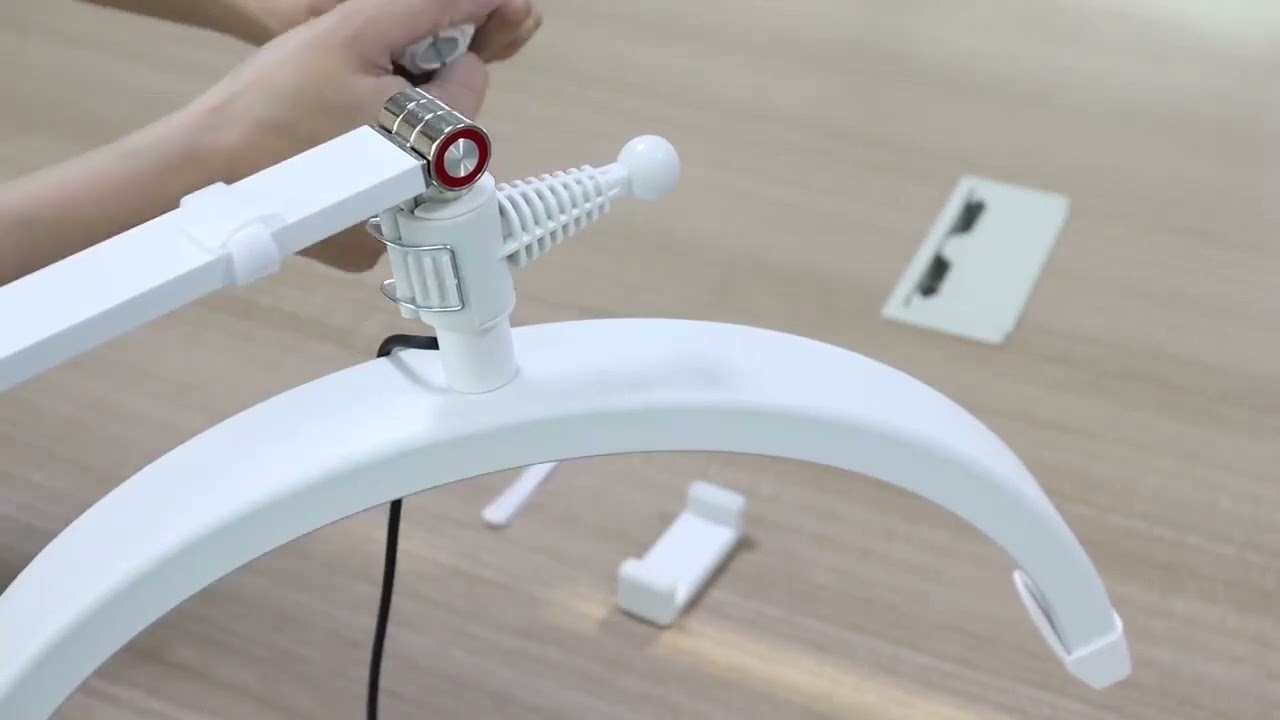 how to install the phone holder on half moon light for lashes, halfmoonlight.com