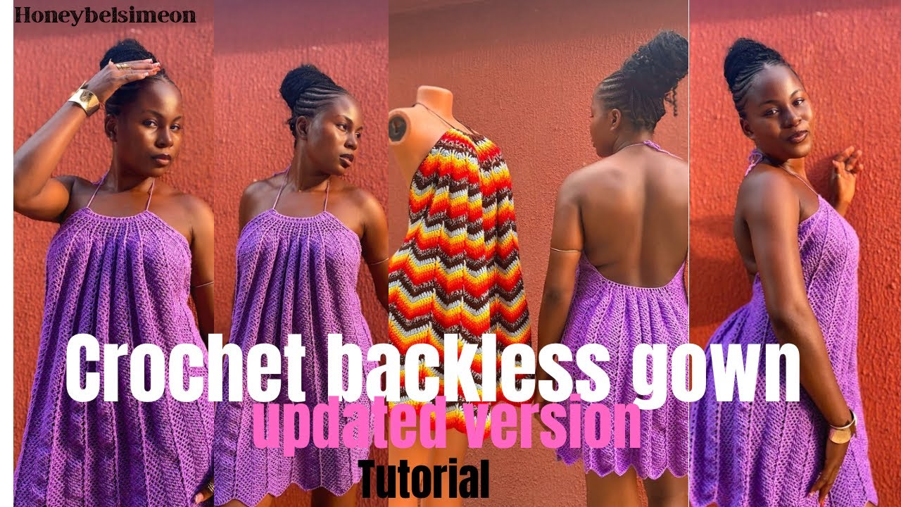 Crochet backless gown updated version tutorial ( Vj viral crochet dress) #crochet #crochetdress 