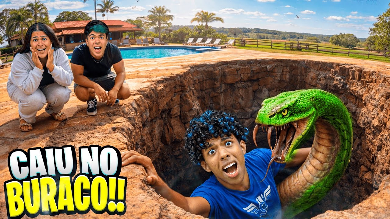GABRIEL CAIU NO BURACO COM UMA COBRA GIGANTE! *como vamos salva-lo?*😨