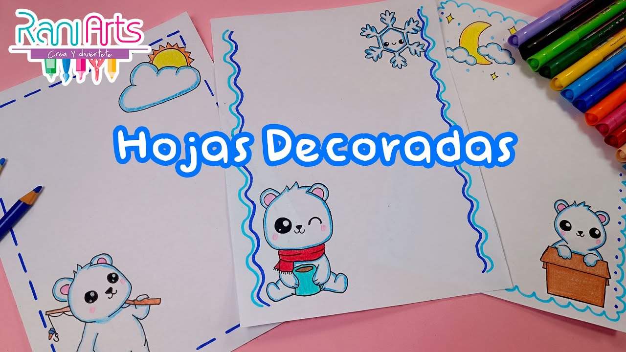 Haz HOJAS DECORADAS, edici&oacute;n: OSO POLAR - DIY - muy f&aacute;ciles y lindos.