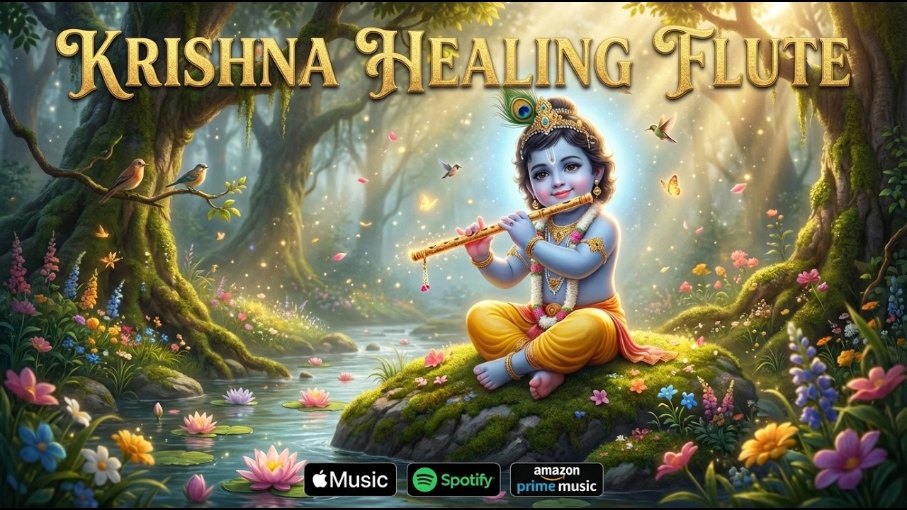 Relaxing Krishna Flute Music 🎶 Indian Bansuri Meditation & Yoga Music