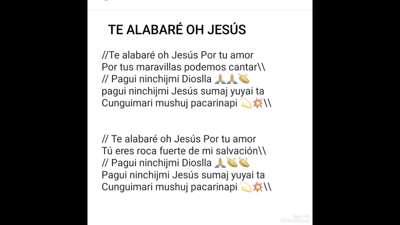 Te alabaré oh Jesús por tu amor por tus maravillas Grupo folklórico
