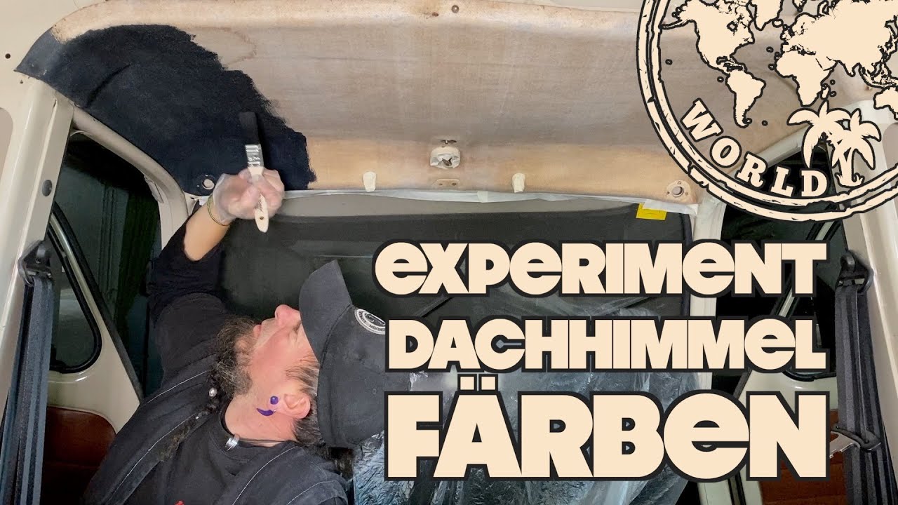 Experiment: Dachhimmel schwarz färben ohne Ausbau | Vom Renault R4 F6 zum Mini-Camper #6