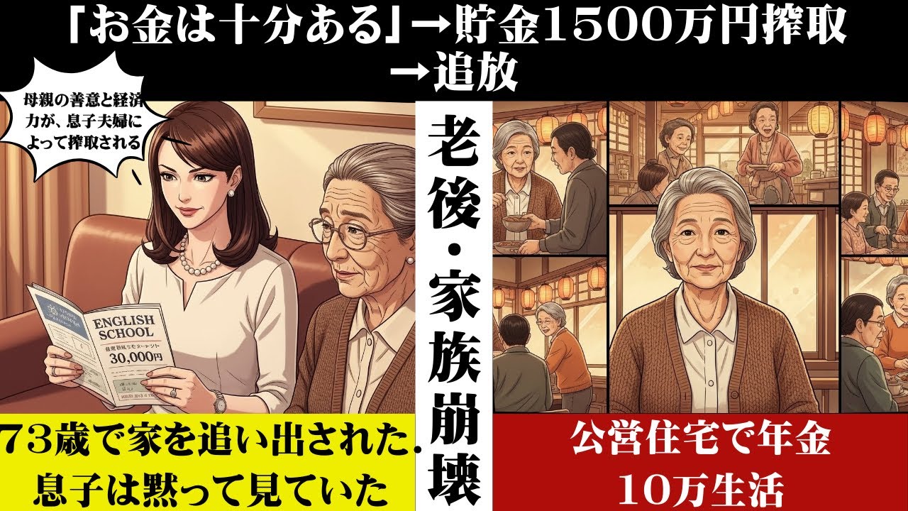 【漫画】73歳、貯金1500万円がたった10ヶ月で消滅。息子夫婦との同居で「用済み」とゴミ袋扱いされた元教師の末路。団地の片隅で孤独死寸前の私を救ったのは、血の繋がらない他人だった…【老後破産・年金】
