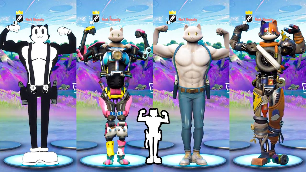 All Meowscles Skins with Built-in Emotes in Fortnite Battle Royale