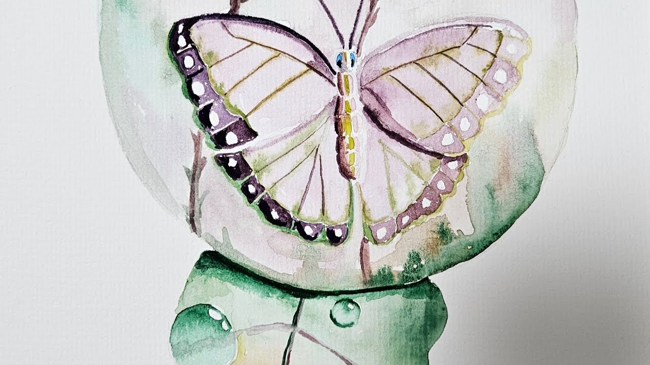 Water Droplets in watercolors. 