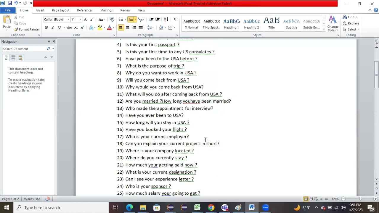 H1B VISA Interview Questions