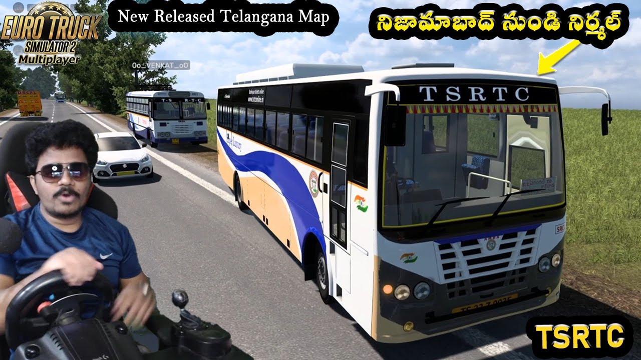 New Telangana Map Update TSRTC Buses Indian Traffic | Driving with Steering ETS2 V1.52