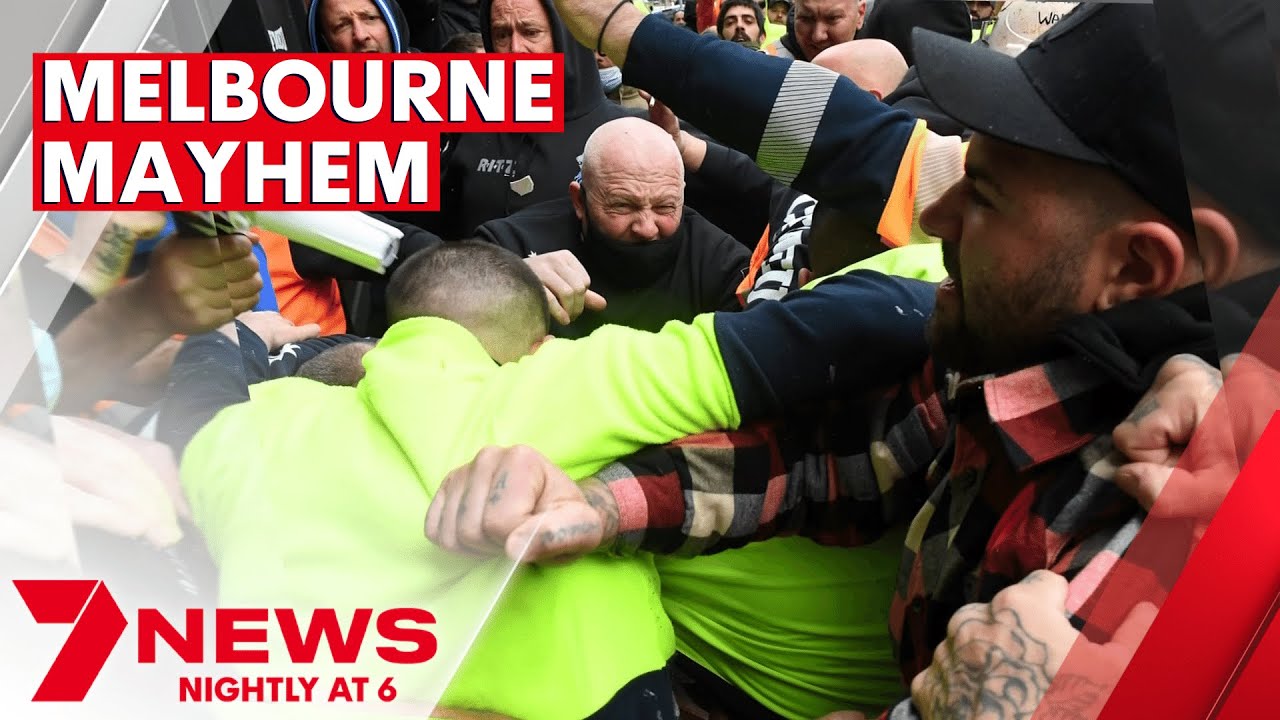 CFMEU protests turn violent in Melbourne | 7NEWS