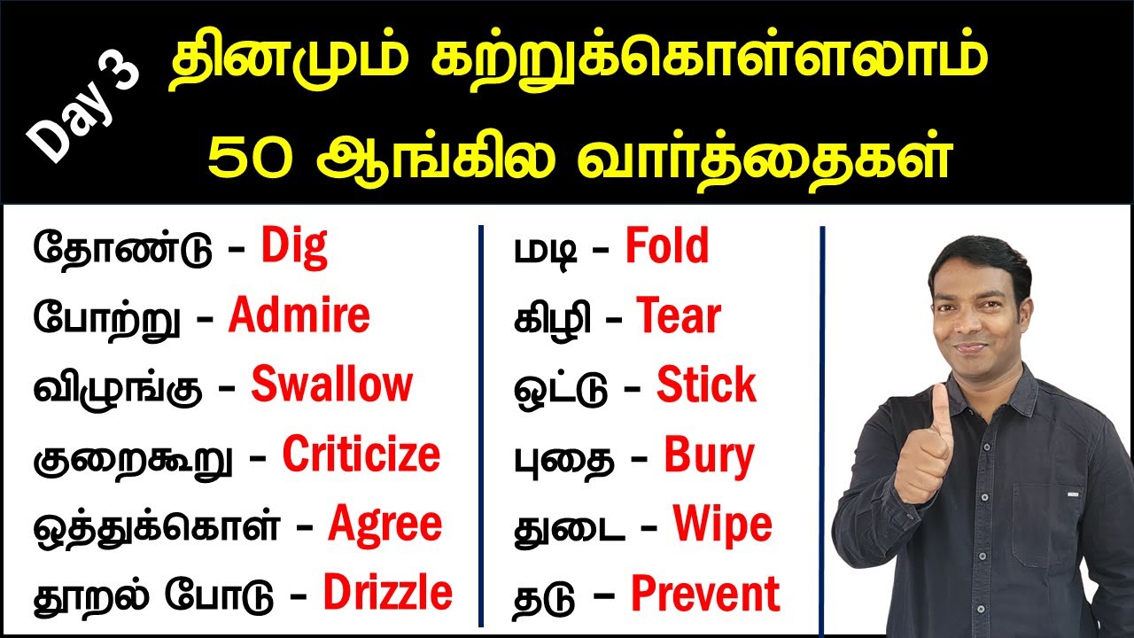 English Vocabulary in Tamil | English Verbs in Tamil | Spoken English in Tamil | Learn English Tamil