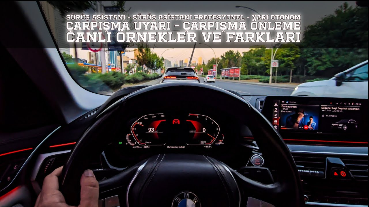 BMW G30 Sürüş Asistanı Çeşitleri ve Farkları - Otonom - Canlı Örneklerle Çarpışma Uyarı ve Önleme