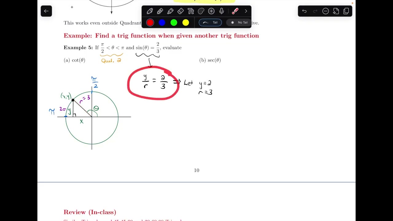 Given sin(x)=2/3, find cot(x) || 6.3.5 Prelude to Calculus