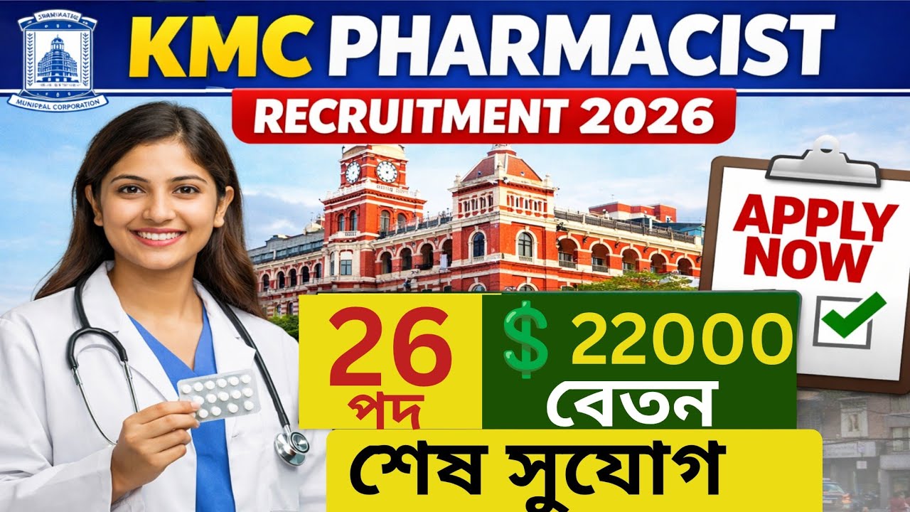 কলকাতা পৌরসভায় ২৬ জন Pharmacist নিয়োগ 2026 | KMC Job Update |Pharmacist  Job 