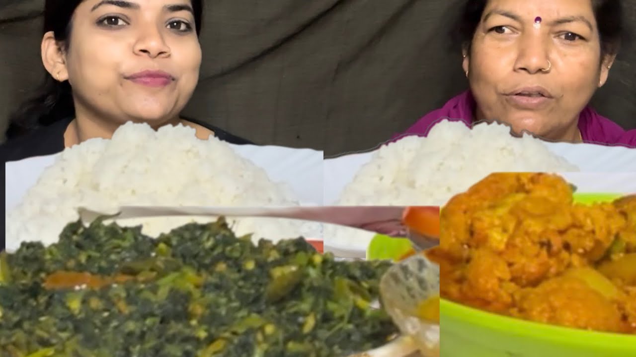 Phool Gobi, Saag, Dal Aur Bhaat 😋 | Maa Beti First Mukbang ❤️  #mukbang #indianfood #maabetibites