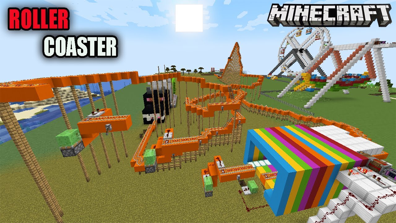 I Made Huge Roller Coaster / Amusement Park In Minecraft