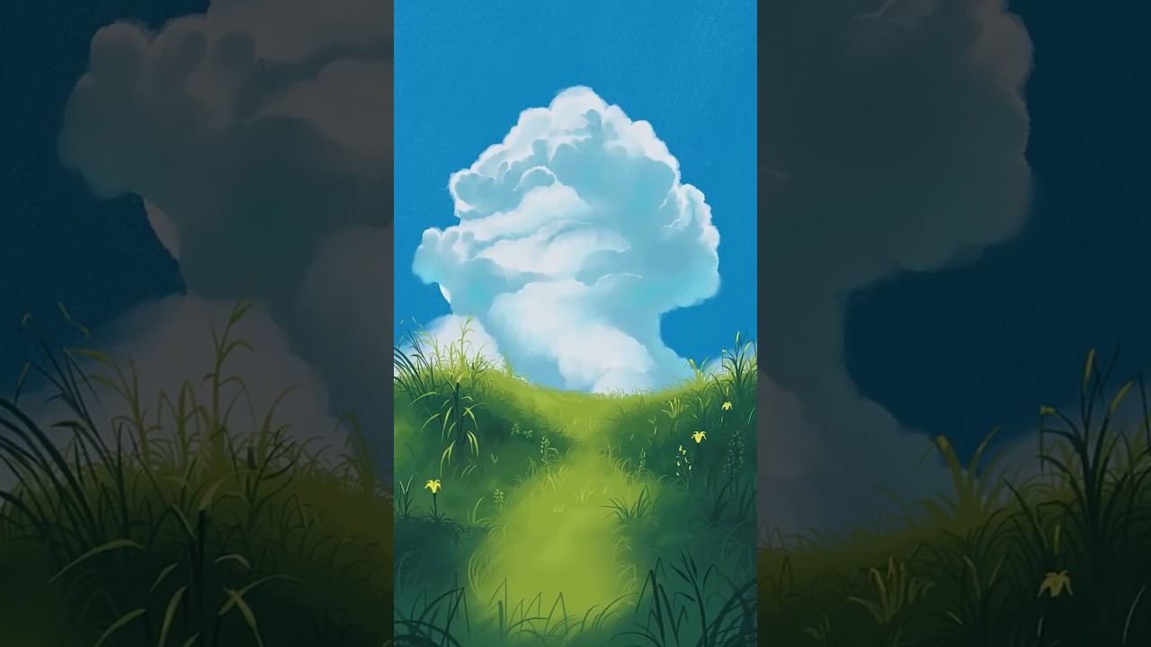 How to DRAW Ghibli Style Grass #traditionalart #shorts