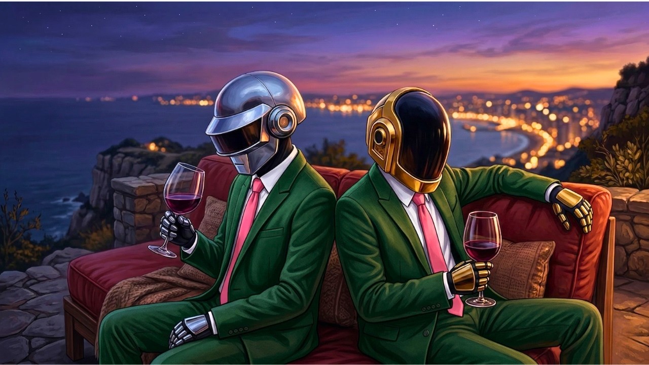 🍷 Daft Punk Quiet Evening Coast Lounge | Chill Disco, Synthwave, Chillwave, Electronic Funk Playlist