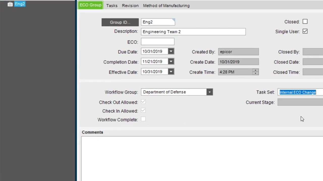 Creating an ECO Group | Epicor Look & Feel | Epicor ERP