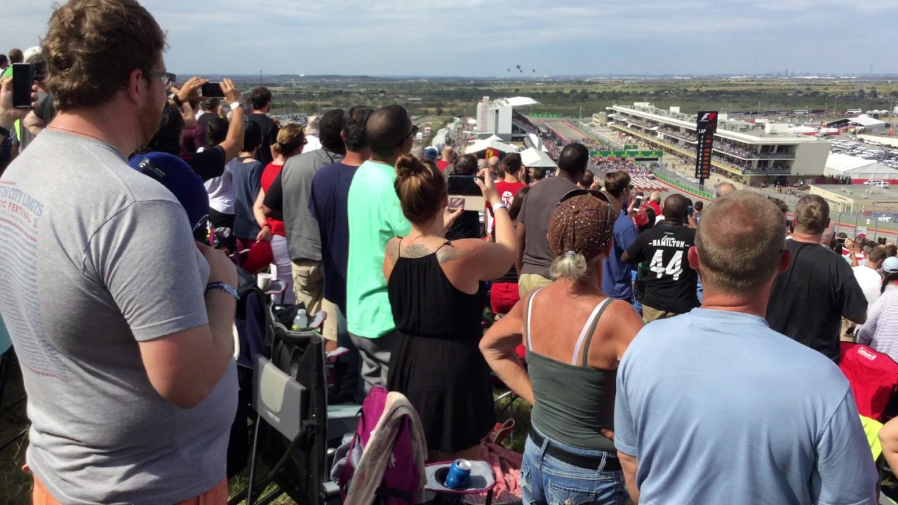 F1 2016 USGP Austin:  Five Helicopter Flyover & National Anthem