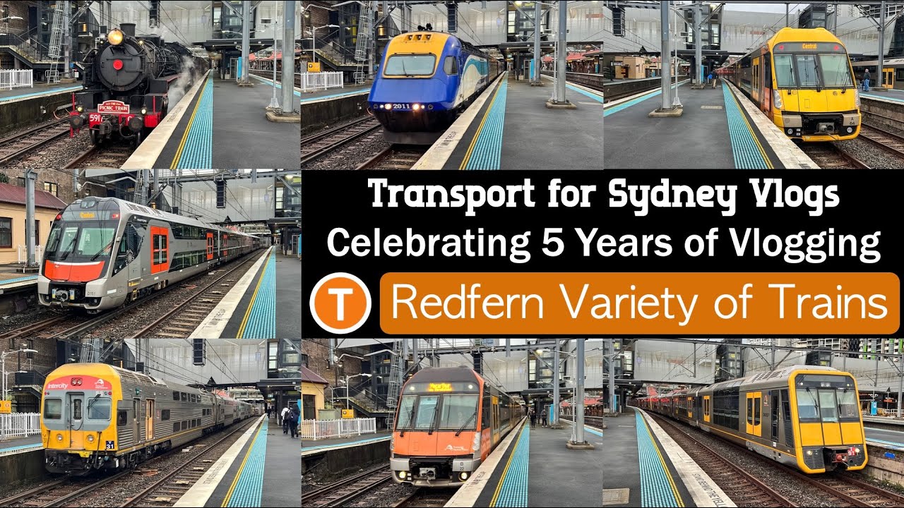 Transport for Sydney Vlog 1010: Celebrating 5 Years of Vlogging - Redfern Variety of Trains