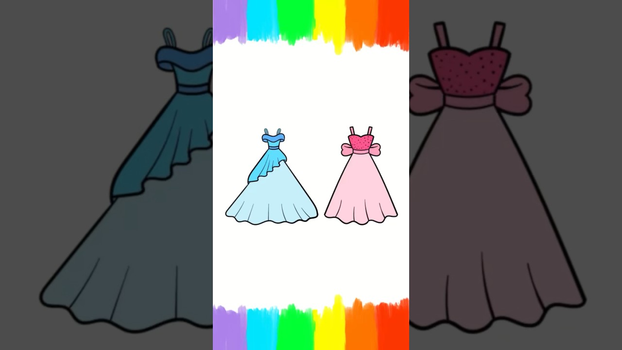 How to Draw and Color Pink and Blue Dress #coloring #drawing #dress #makeup
