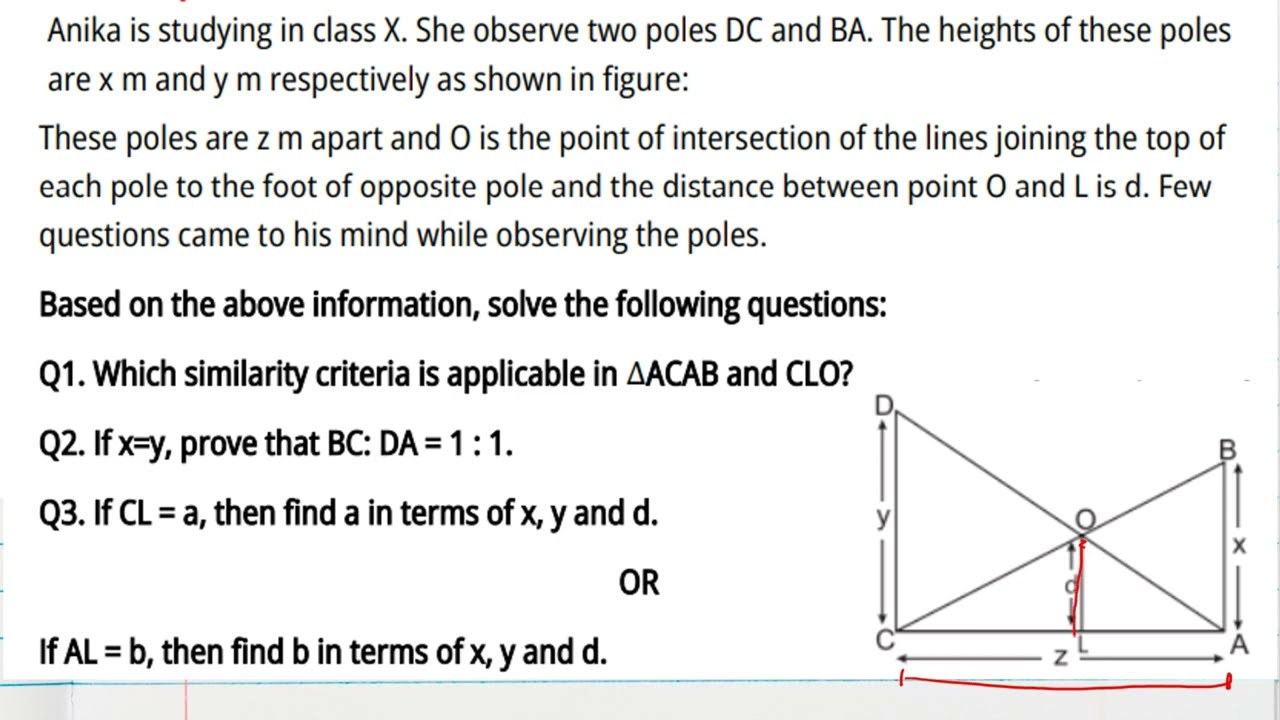 CLASS 10 CBSE Case Study | Triangles | Anika Observes Two Poles