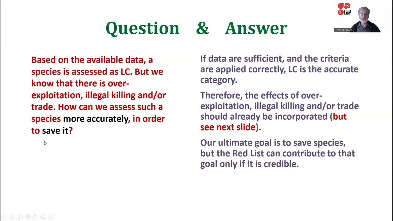 IUCN Red List webinar series &ndash; 01b The Red List Criteria: your questions answered