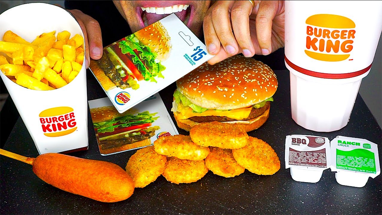 ASMR EDIBLE BURGER KING GIFT CARD IMPOSSIBLE WHOPPER CHICKEN NUGGETS CORN DOG FRIES RANCH SODA