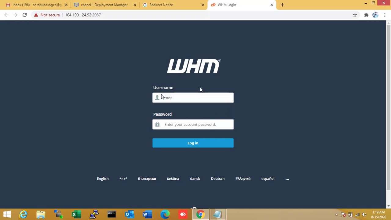 WHM [cpanel-vm] installing on Google Cloud with-in 2 minute