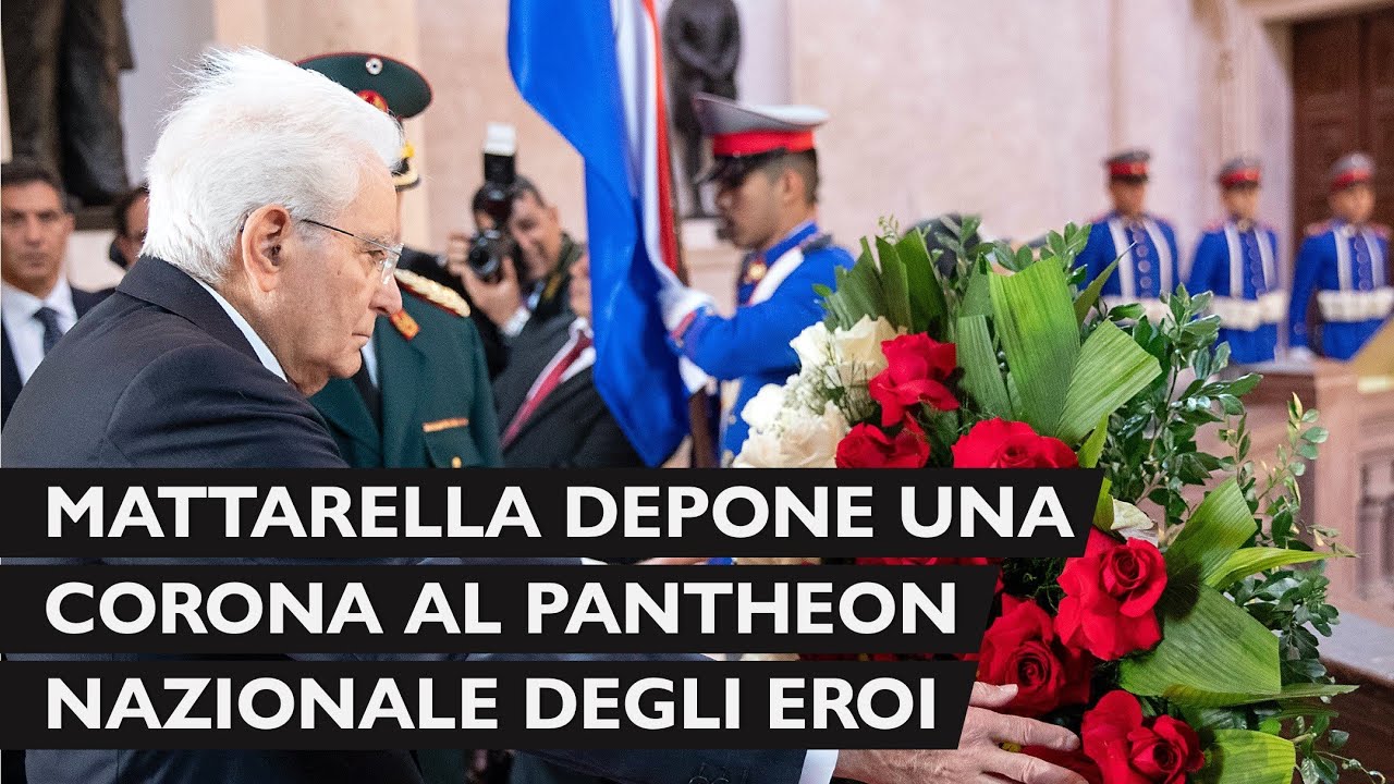 Mattarella depone una corona al Pantheon Nazionale degli Eroi di Asunción