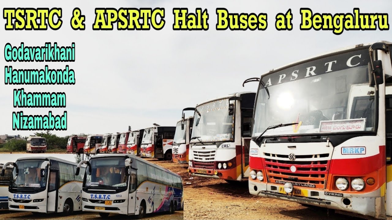 APSRTC & TSRTC Halt Buses at Bangalore | Volvo Garuda Plus | Bangalore - Hyd , Godavarikhani