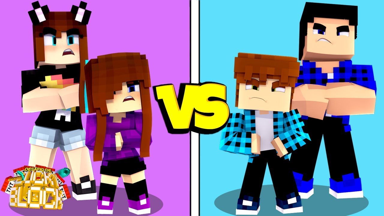 IRMÃO VS IRMÃ! -  Minecraft Desafio de Lucky Block