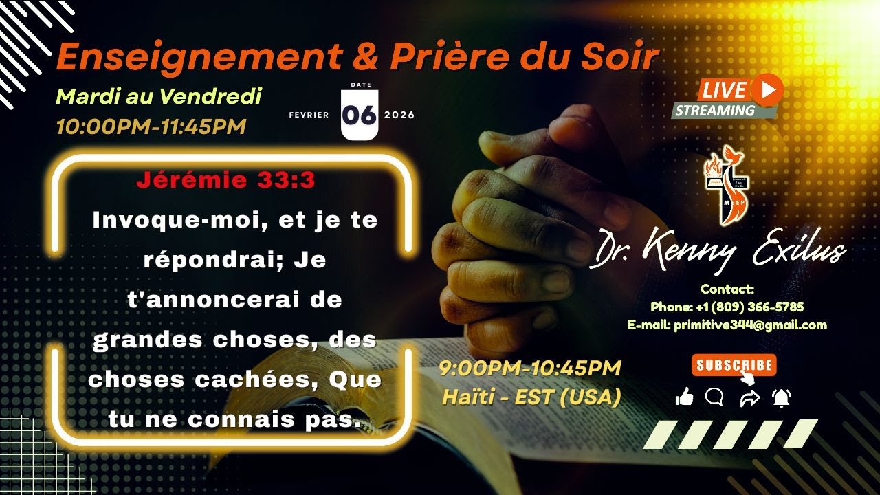 Enseignement du Soir | S'adonner à la prière | Dr. Kenny Exilus | 6 Février 2026