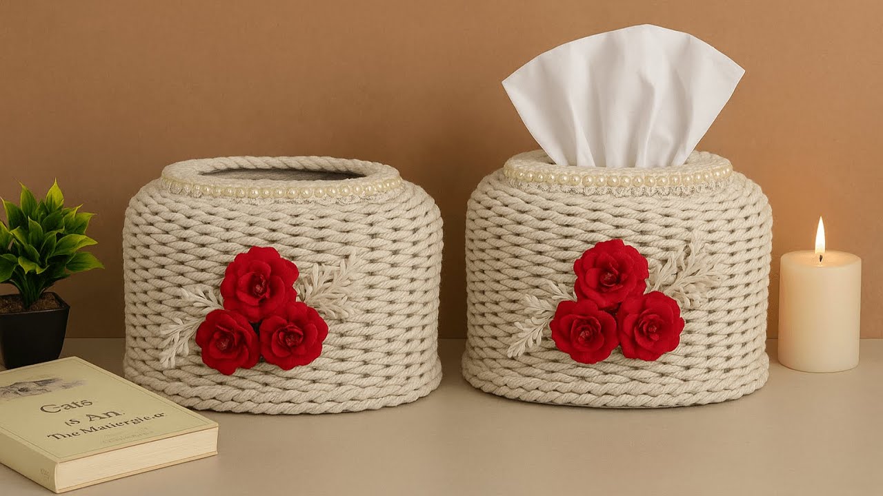 Diy Beautiful Tissue box❤️🔥/ Rope Tissue box / Rope Craft / Hamna Nadeem
