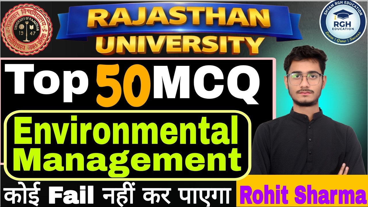 Rajasthan University 3rd Semester Environmental Management Top 50 MCQ |