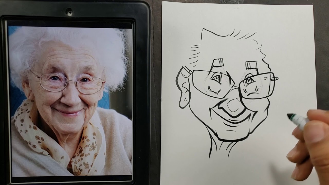 How to draw a Caricature of an elderly person (woman)
