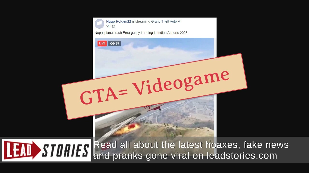 Fact Check: Video Does NOT Show 'Nepal Plane Crash...2023'  -- It's Video Game Footage