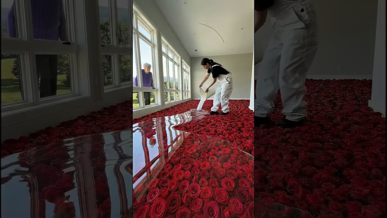 THIS FLOOR IS JUST INSANE 😱 Luxury epoxy floor made of roses
