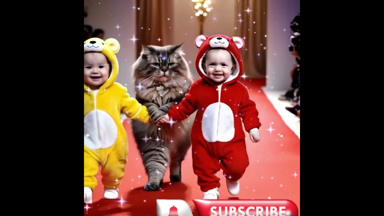Adorable Babies and a Stylish Cat Rock the Runway! 🐻