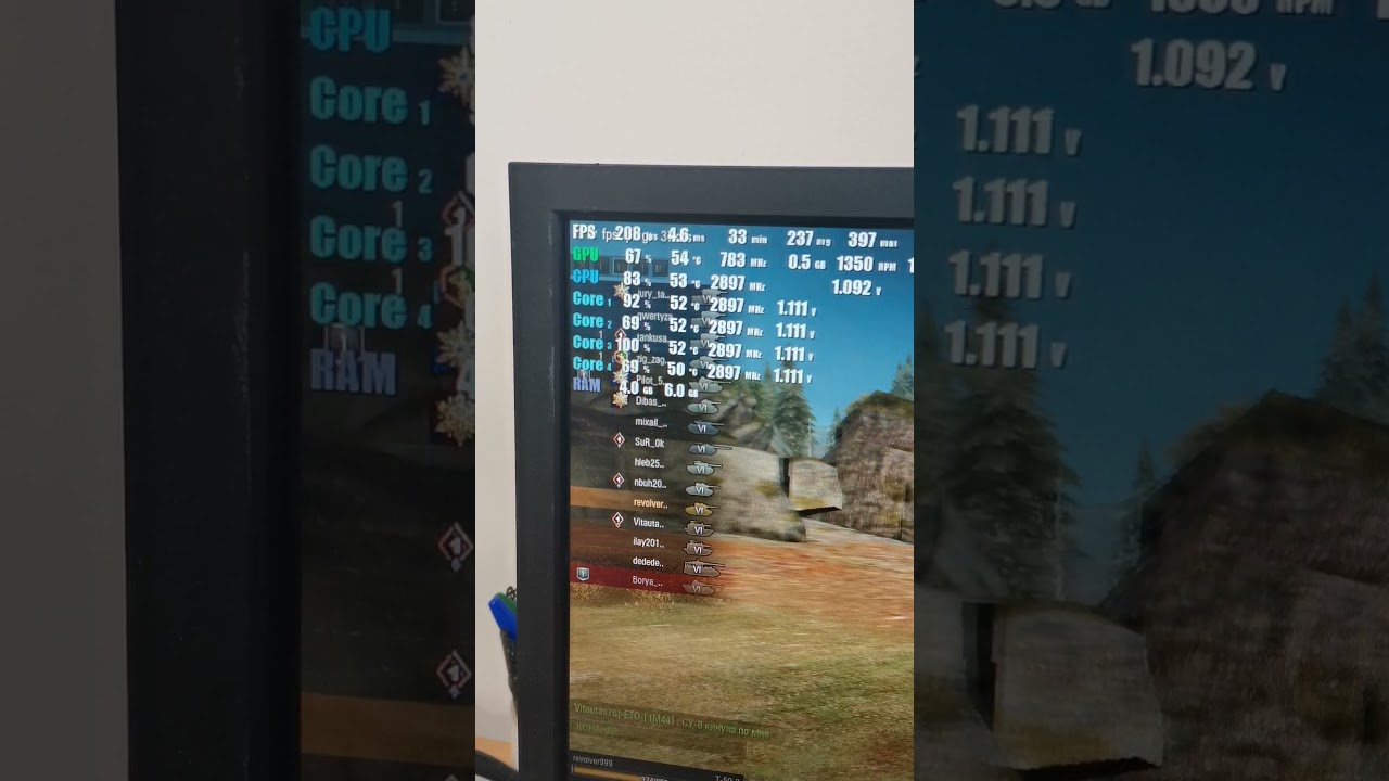 i5-2310 + Gts 450 1gb  Тест в World of Tanks на минималках
