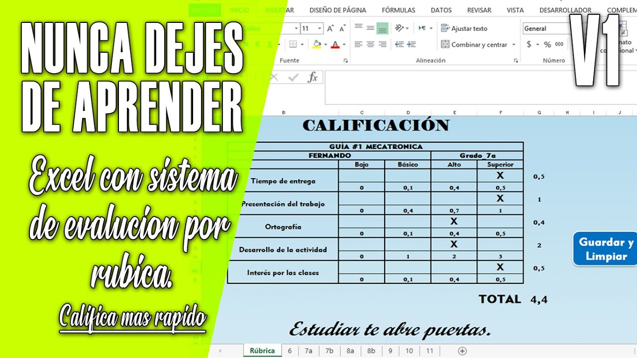 Sistema de evaluación por RÚBRICA con EXCEL
