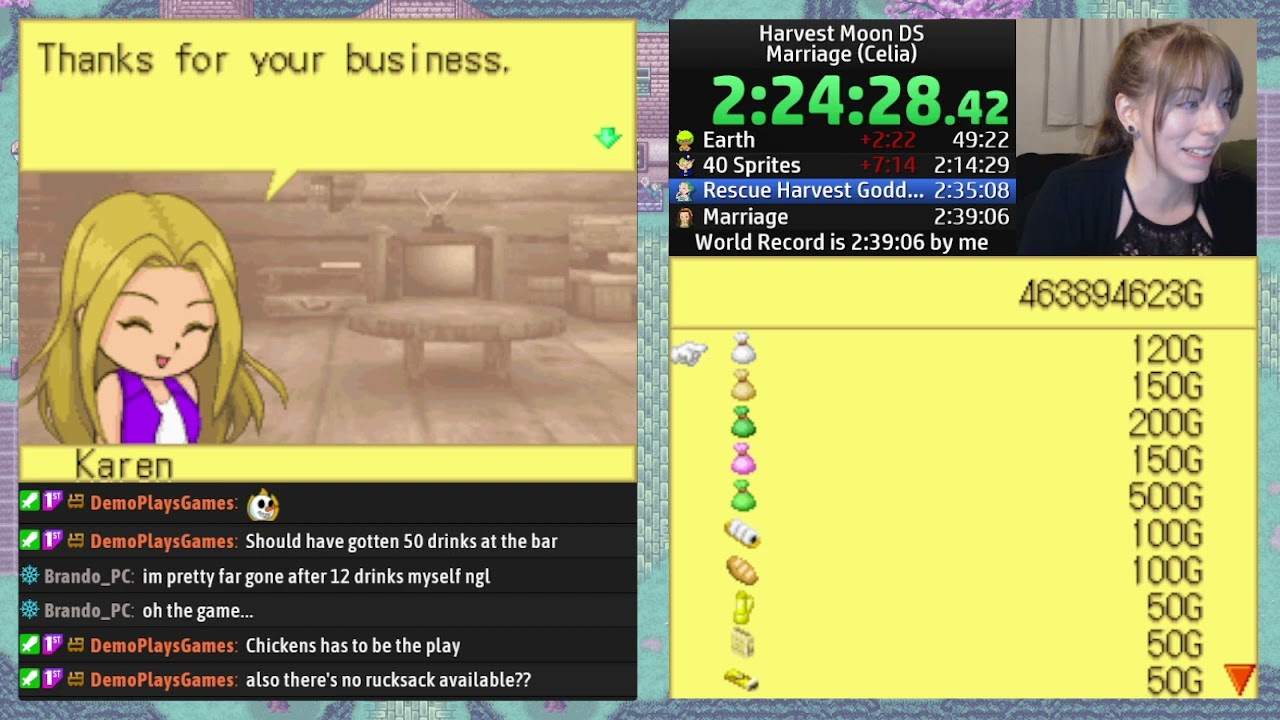 Accidentally softlocking yourself in Harvest Moon DS (livestream clip)
