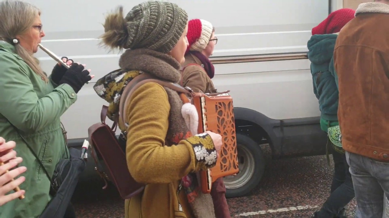 Street entertainers performing in Colne