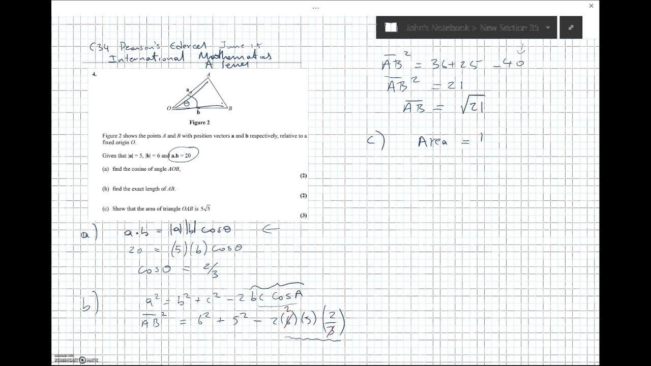 C34 International Pearsons Mathematics June 15 Vectors