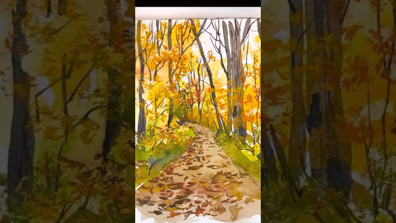 ЛЕГКАЯ акварель Осенний пейзаж для начинающих #акварель