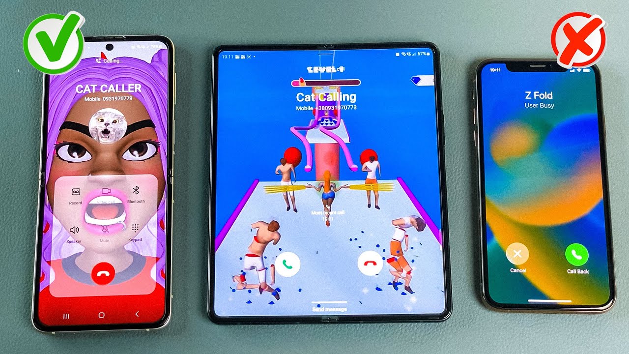 Z Flip 3 vs iPhone XS Who Faster Calling to Galaxy Z Fold 3. Incoming call & Ougoing Call