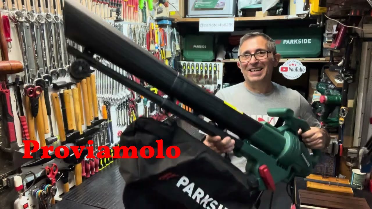 Parkside soffiatore aspiratore trituratore per foglie unboxing e recensione