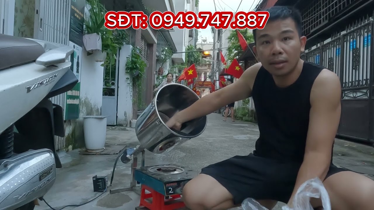 Máy rang hạt tự chế rang các loại hạt, rang Lạc, Gạo, đậu, vừng 5kg/mẻ dễ vận hành, vệ sinh