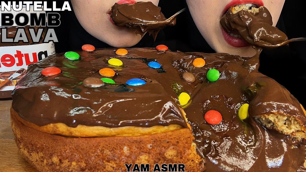 🍫ASMR NUTELLA BOMB CAKE MUKBANG 누텔라 폭탄 케이크/花生醬炸彈蛋糕/ヌテラ爆弾ケーキ